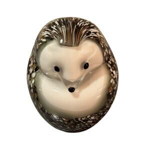 Hedgehog Art Glass Paper Weight Snuggled Up Decor Hedgies Pre-owned Heavy